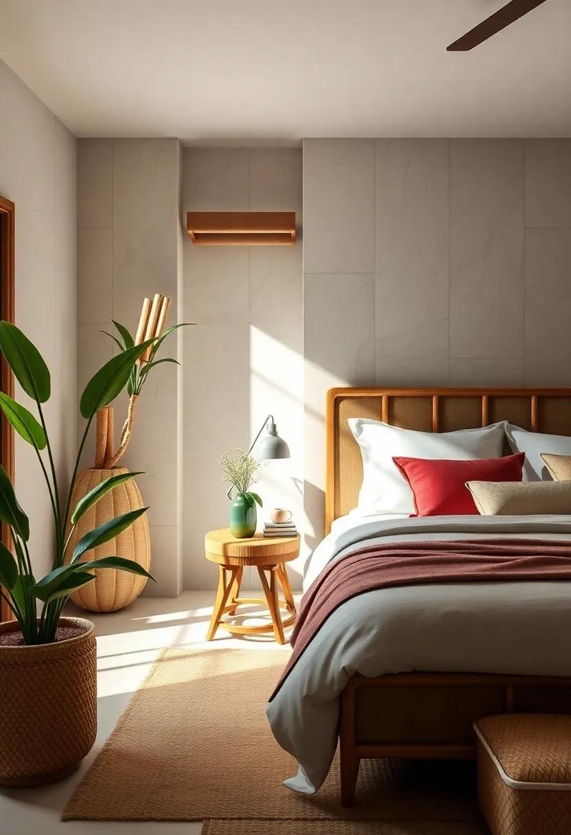 Delight⁤ in the⁣ charm of a ⁢bamboo side table that‍ brings an earthy ⁤touch to your bedside, perfect for holding your nighttime ⁣essentials