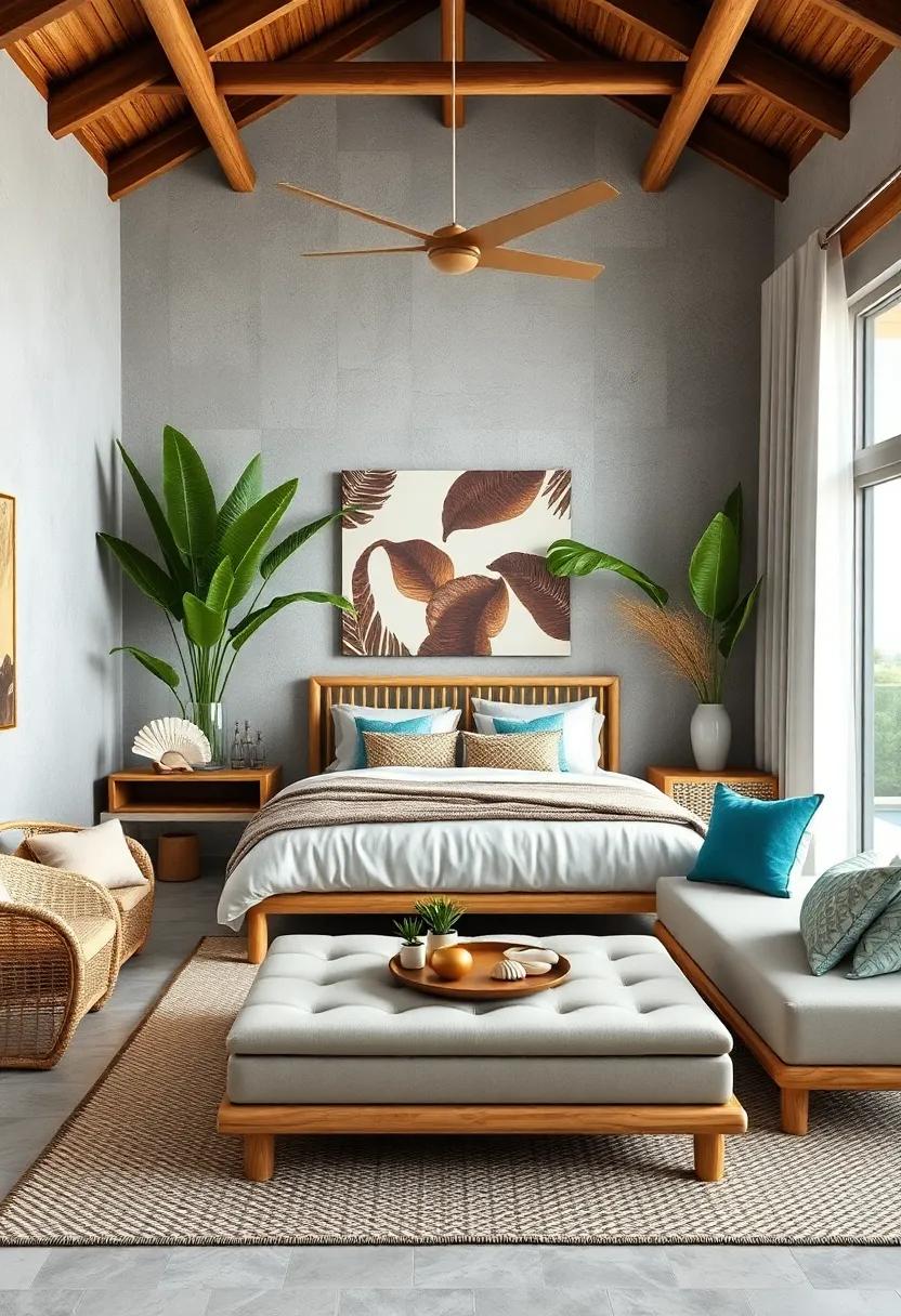 Infuse‍ your bedroom with coastal vibes​ by incorporating bamboo furniture ⁤alongside ​seashell ⁤and driftwood⁢ accents for the ultimate⁤ beachy sanctuary