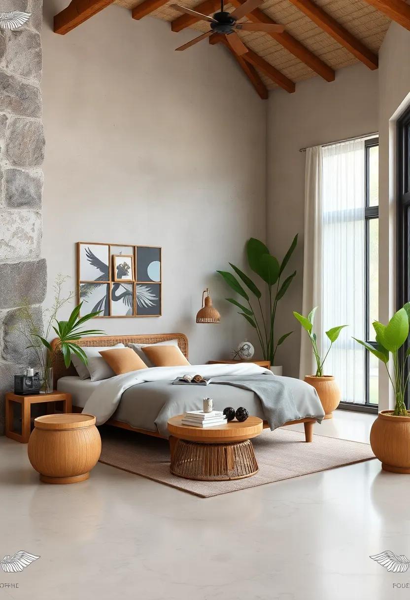 Infuse a sense of​ adventure with a bamboo hammock elegantly suspended in your bedroom corner,perfect for⁤ lazy afternoons and quiet‍ moments of reflection