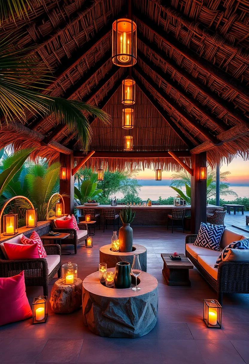 Tropical Sunset Hideout: Surrounded by lanterns and⁣ fire pits, this tiki bar is known for its magical atmosphere as guests sip their cocktails and take‍ in spectacular sunset views