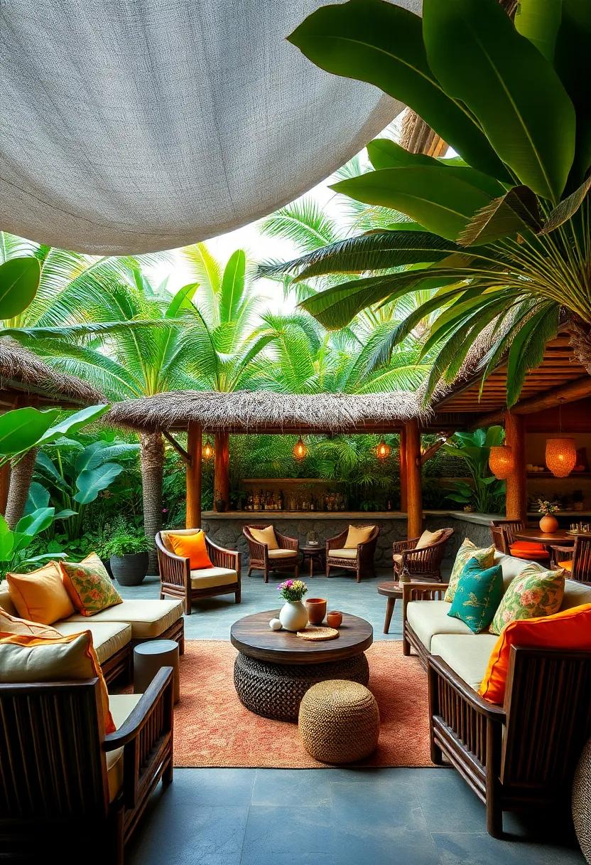 costa Rican ‌Retreat: Surrounded by tropical gardens and wildlife, this tiki bar boasts a laid-back vibe where guests can enjoy fresh fruit concoctions while listening to nature’s symphony