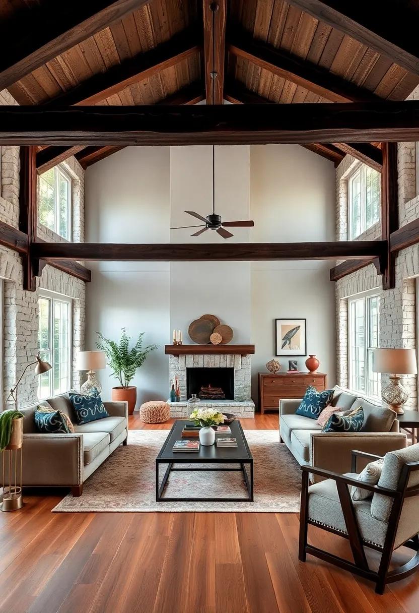 Create dramatic contrast by pairing dark wood beams​ with ⁣lighter furniture and decor elements for a dynamic look