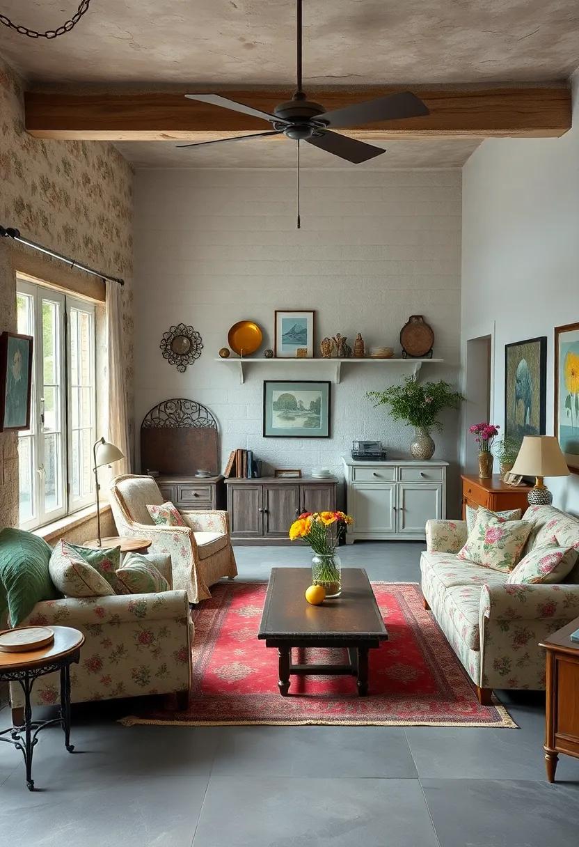 Enter⁤ a quaint cottage-style living room filled with ⁢floral prints, mismatched furniture, and ‍whimsical knick-knacks that ​tell a story of cherished memories