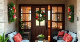 27 Charming Cottagecore Entryways Adorned with Floral Wreaths for a Cozy Welcome
