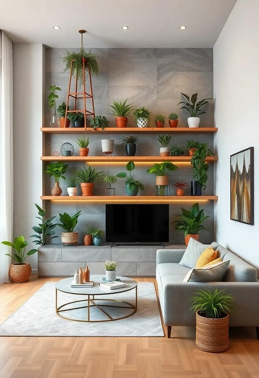 The Collector's Haven: A meticulously curated collection of rare plants displayed on beautifully designed shelves, inviting guests to marvel at both the flora and the artistic shelving