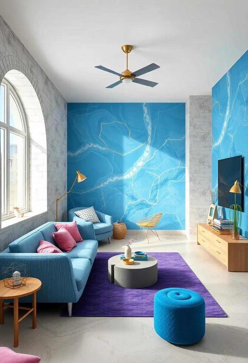 Bright Blue Bliss: Dive into a sea of vivid blue,accented ⁤with golden ⁢geometric patterns,creating an aquatic wonderland for the little ones to explore