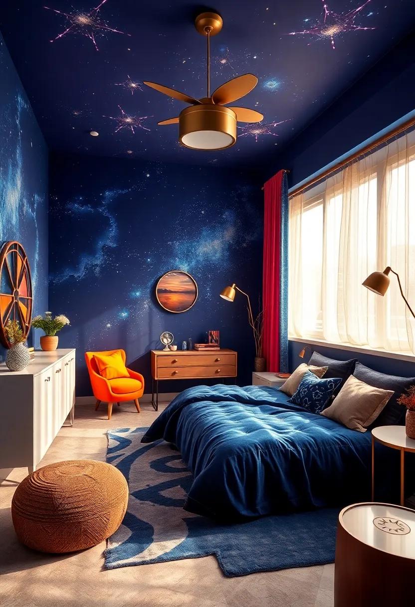 Cosmic Dreams: Launch into a galaxy-themed sanctuary adorned with indigo and silver, ​inspiring⁣ a universe of⁤ dreams and⁤ adventures beyond the stars