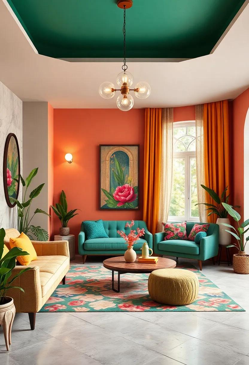 Sunshine Yellow Serenity: Illuminate the room with bold, sunny yellows, complemented by black and white ‌patterns, offering a warm and inviting space for creativity