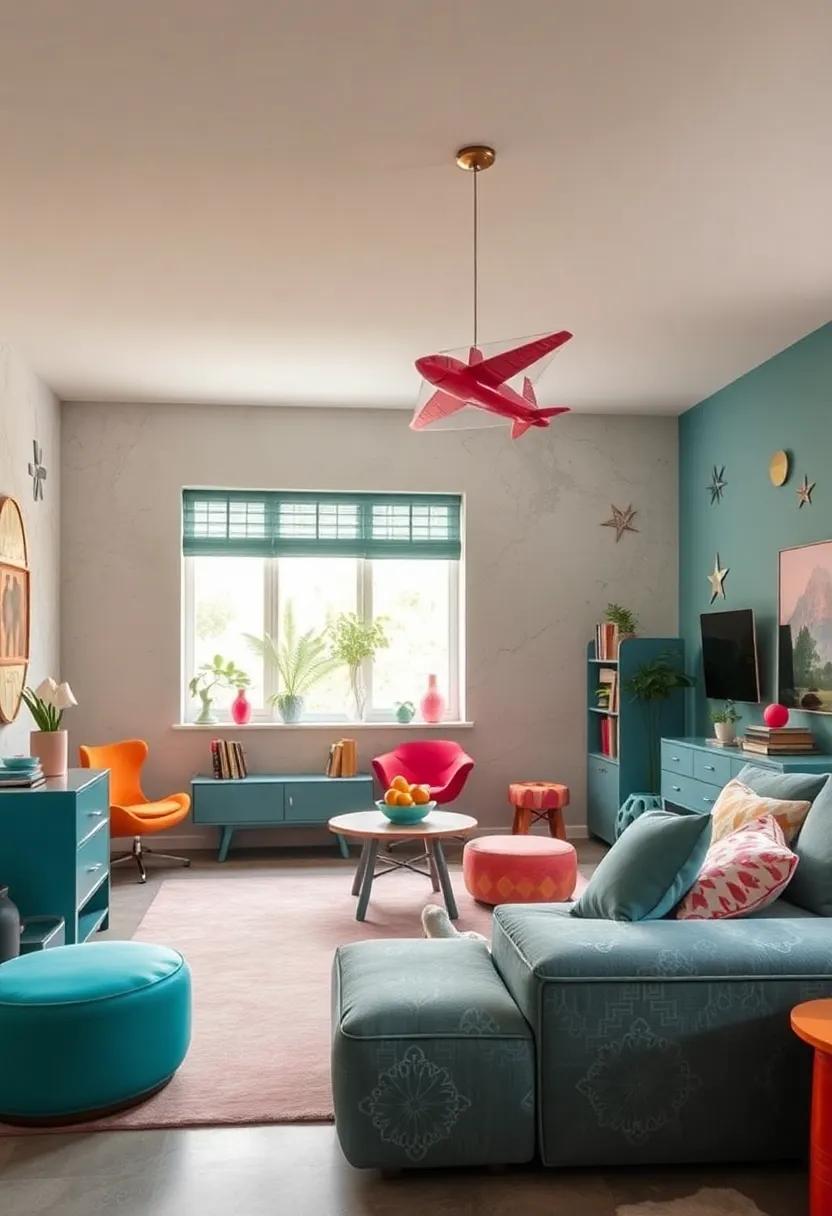 Spunky Spaceships: Create a futuristic vibe with spaceships and stars, blending bright colors and metallic finishes for aspiring astronauts