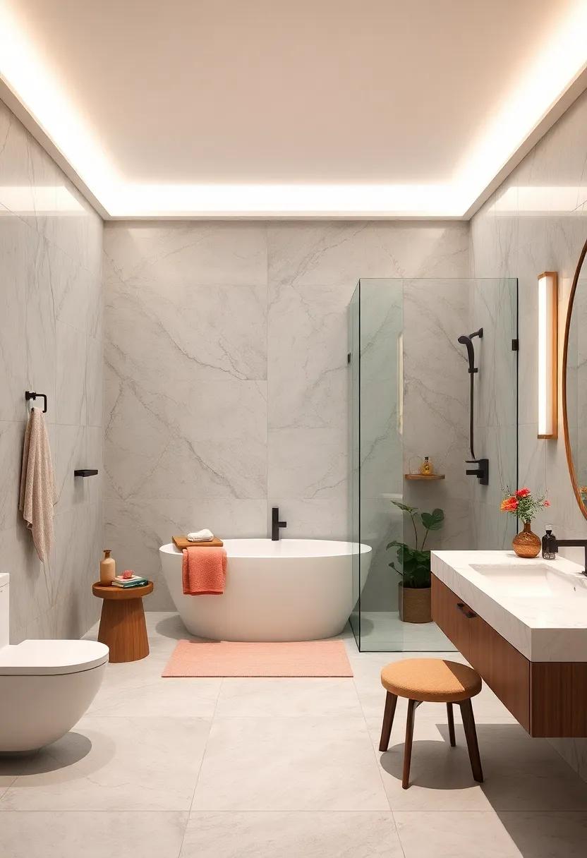 Use Marble ⁤Accents: Consider marble surfaces or accents in your tub ​and shower area for ⁣a touch of​ elegance and contemporary flair