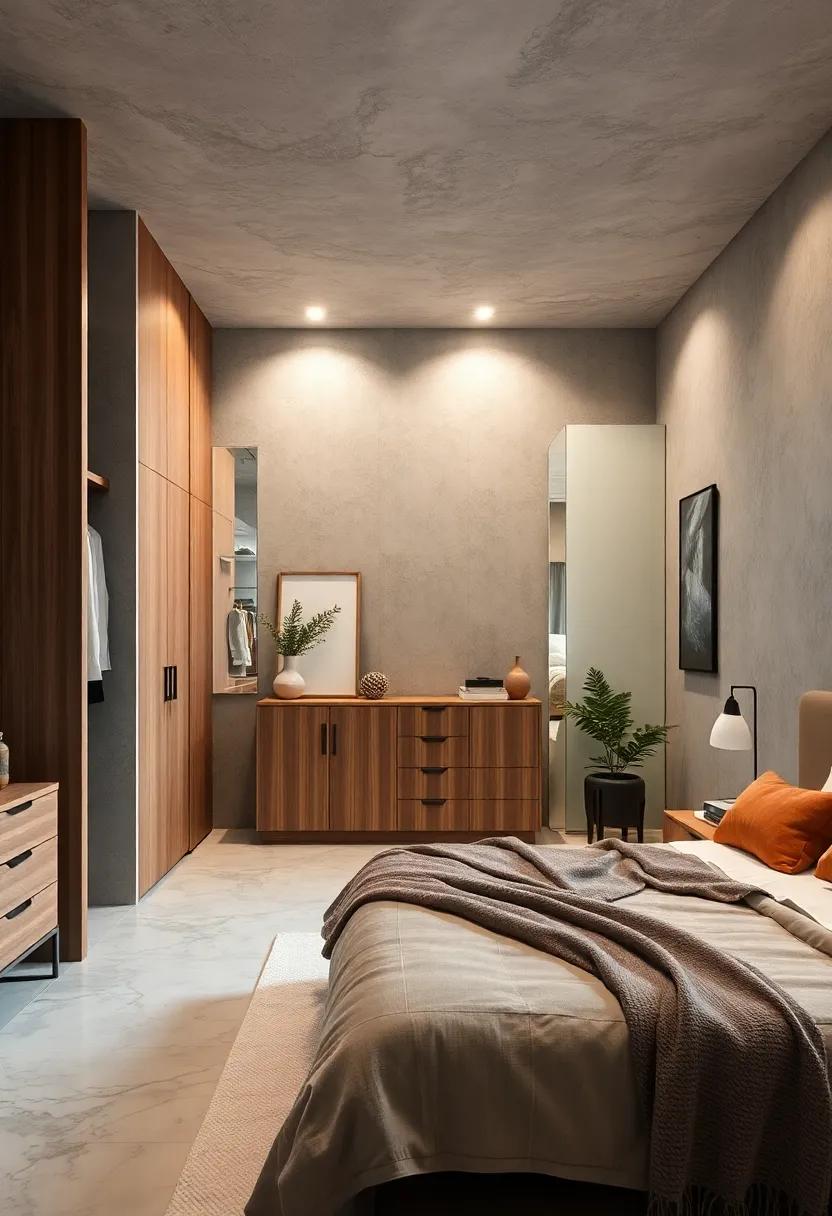 Open Concept: Embrace an airy layout ⁣that features‍ an​ open wardrobe design, blending functionality with aesthetics in a modern bedroom