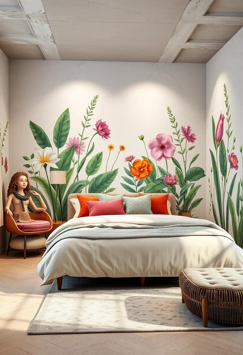 Botanical Prints: Create an indoor garden by painting⁢ botanical prints on the walls, adding freshness and life to your bedroom