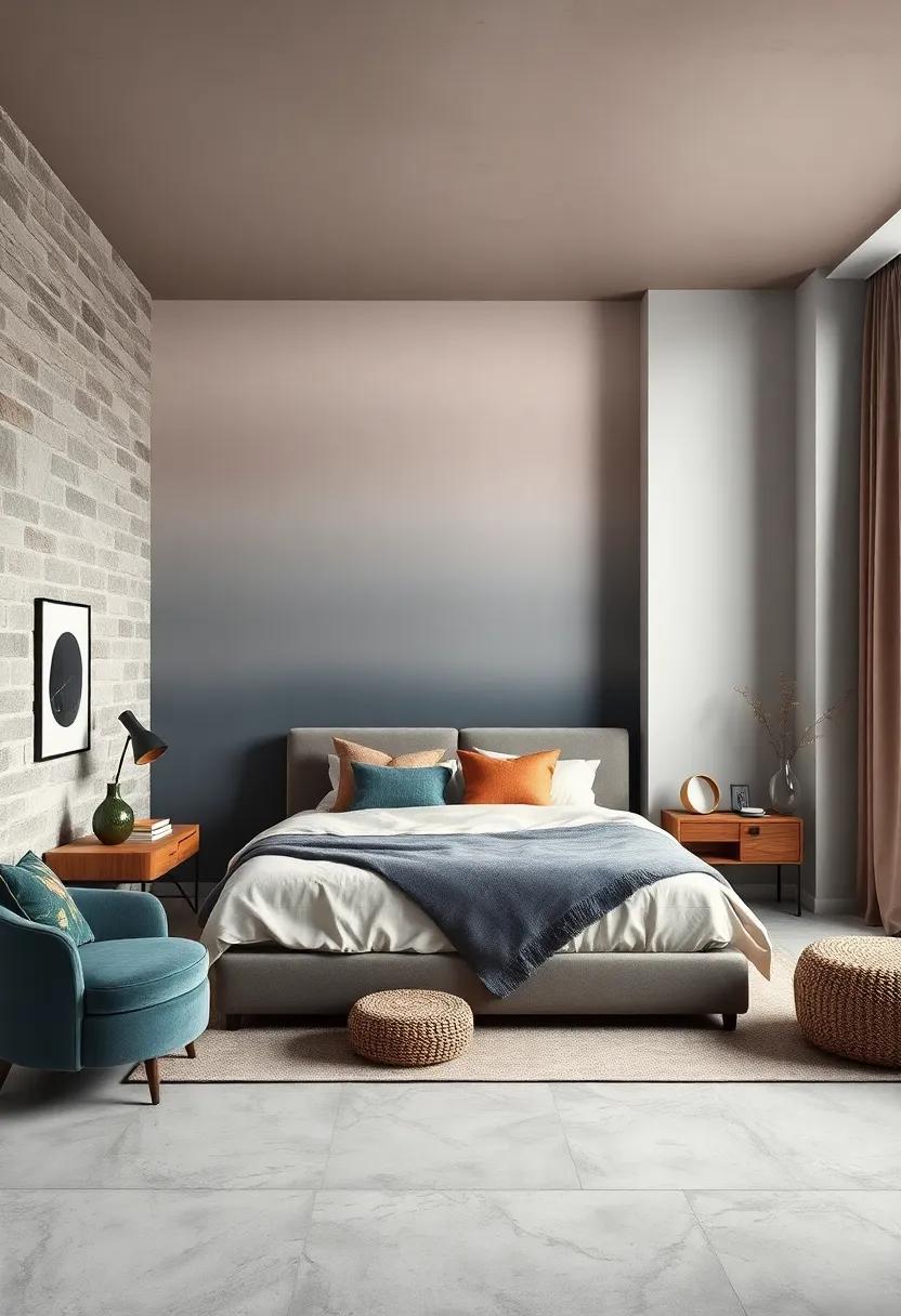 Ombre effect: Gradually blend two or more colors from dark to light on your walls for a mesmerizing ombre effect that’s easy on‌ the eyes