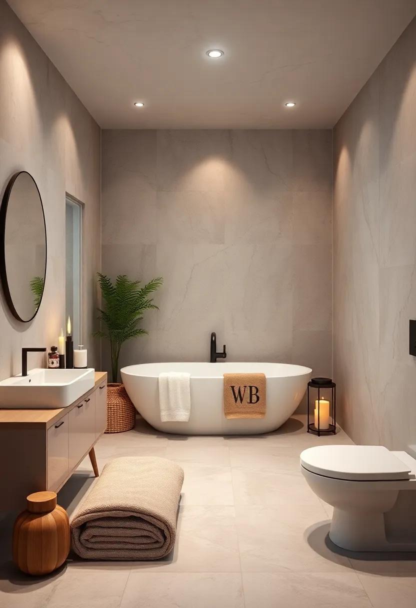 Create a Spa-like Feel: Add plush towels, aromatic candles, and natural materials to turn your bathroom into a serene retreat