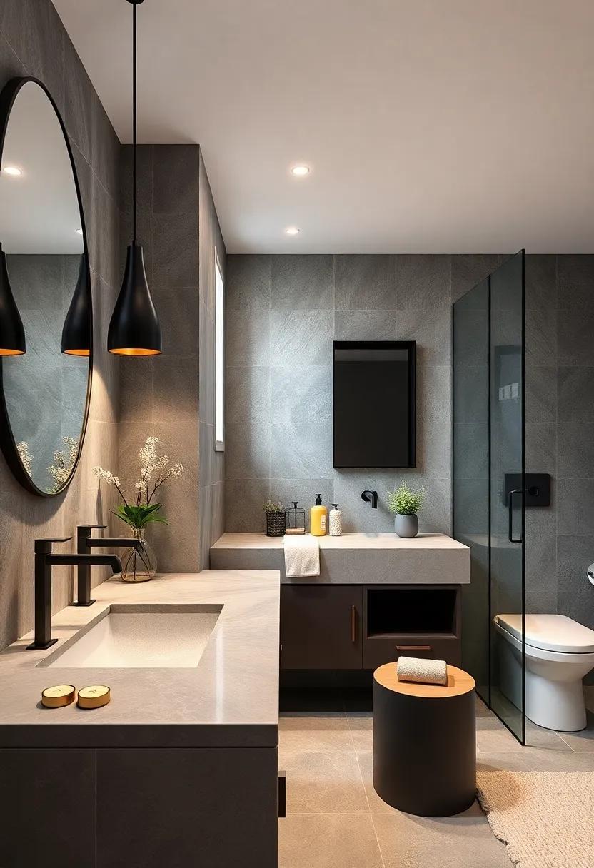 Experiment with Colorful Fixtures: Swap traditional gold or silver taps for bold colors like matte black or brushed brass to make a striking statement