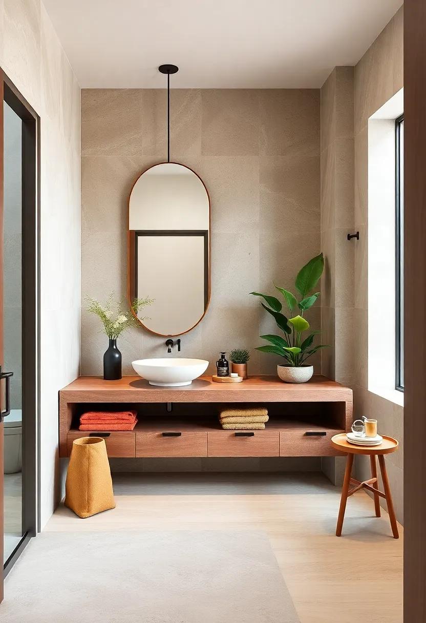 Incorporate a Statement Mirror: Select a uniquely shaped or oversized mirror to serve as a focal point and enhance light