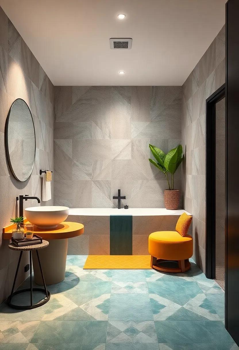 Use Bold Tile Patterns: Consider intricate or colorful tile patterns for floors or walls to establish a standout feature