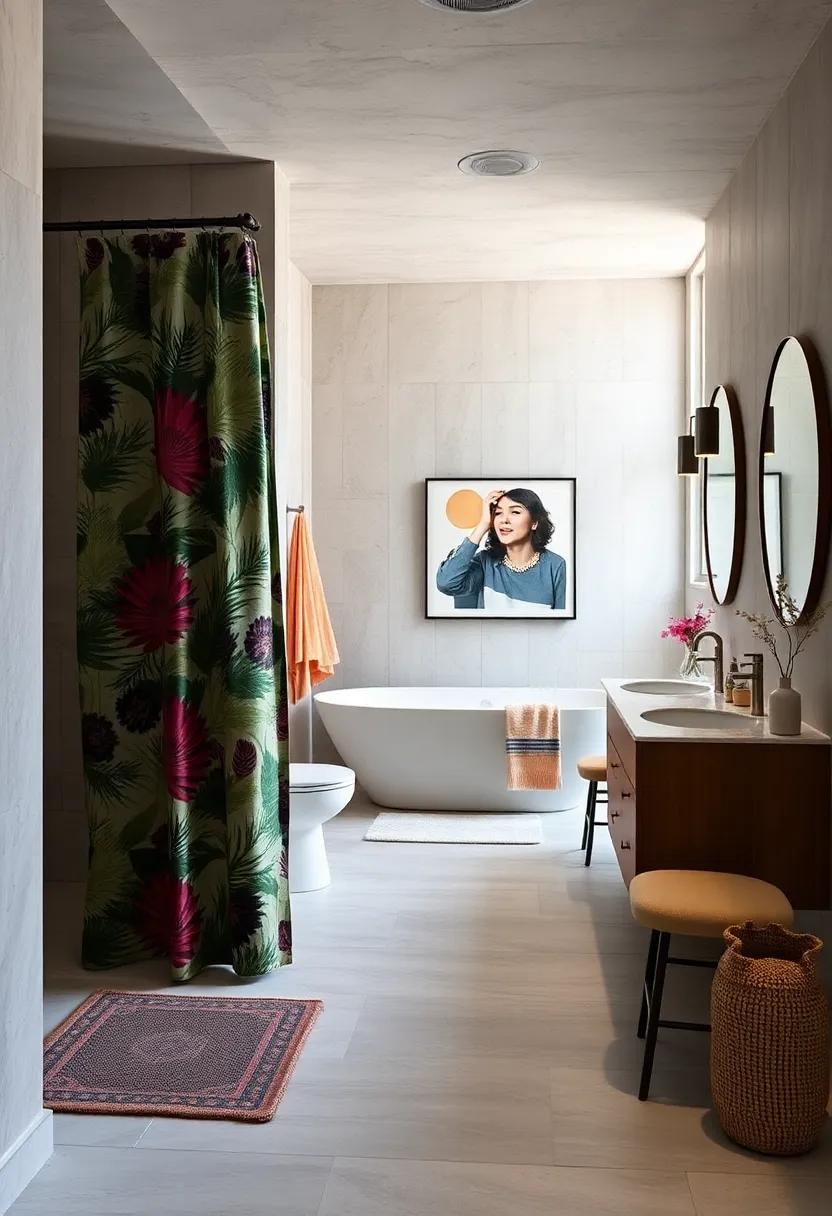 Graphic Prints: Use bold, graphic prints on your towels and shower curtains‍ to enhance design layers through contrasting visual elements