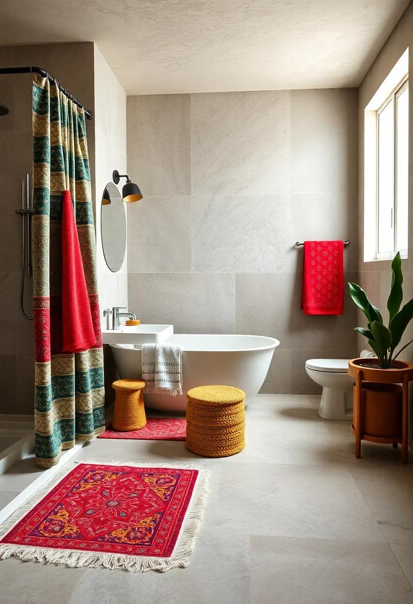 Playful Textiles: Use ⁢quirky shower curtains, towels,‍ and rugs with bold prints or textures that tie your theme together beautifully