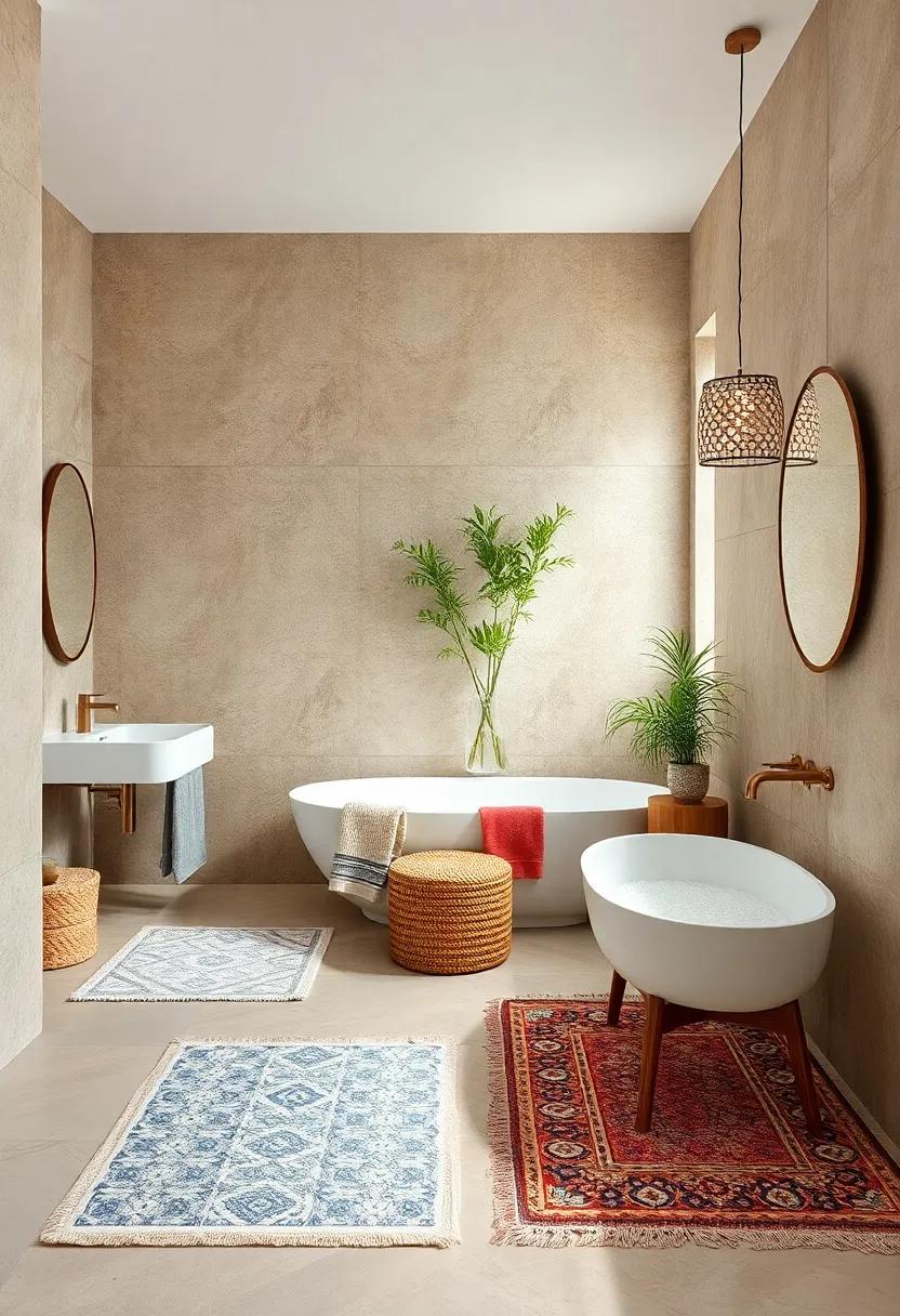 Textured Statements: Layer⁢ rugs with varying textures, such ​as a‍ soft shag over a flat-weave, to add depth ‍and a tactile experience to your​ bathroom