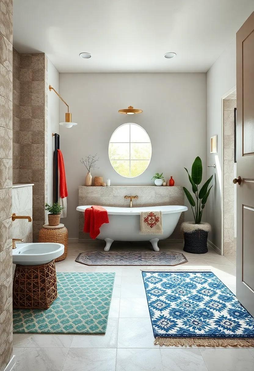 Themed coordination: Match your rug‍ patterns ⁤to other decor⁢ elements like towels and shower curtains⁤ for a harmonious, themed⁣ look⁤ throughout the space