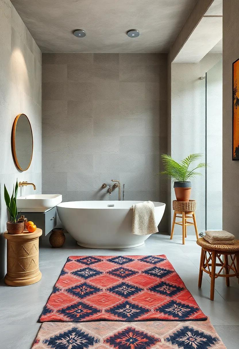 Urban ⁣Edge: ‌Go for‌ industrial-inspired patterned rugs that enhance a raw, modern​ aesthetic,⁤ perfect for loft-style bathrooms