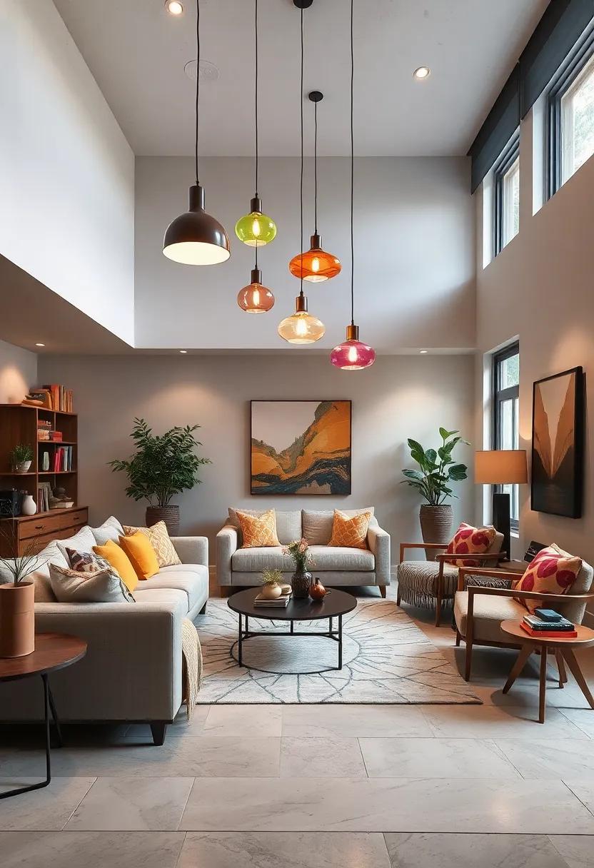 Colorful Pendant lights:‍ A trio of colorful pendant lights can‍ inject personality into the space,complementing your eclectic décor with a playful ‍touch