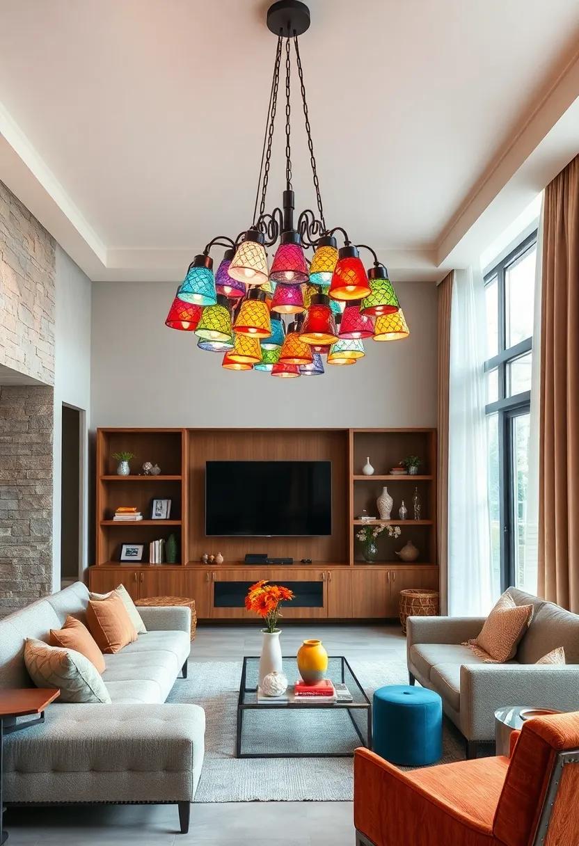 Colorful Glass Shade Chandelier: A chandelier ⁣featuring a mosaic ⁤of colorful ‍glass shades ‍can⁤ add vibrancy and charm, perfect for those who love a bold aesthetic