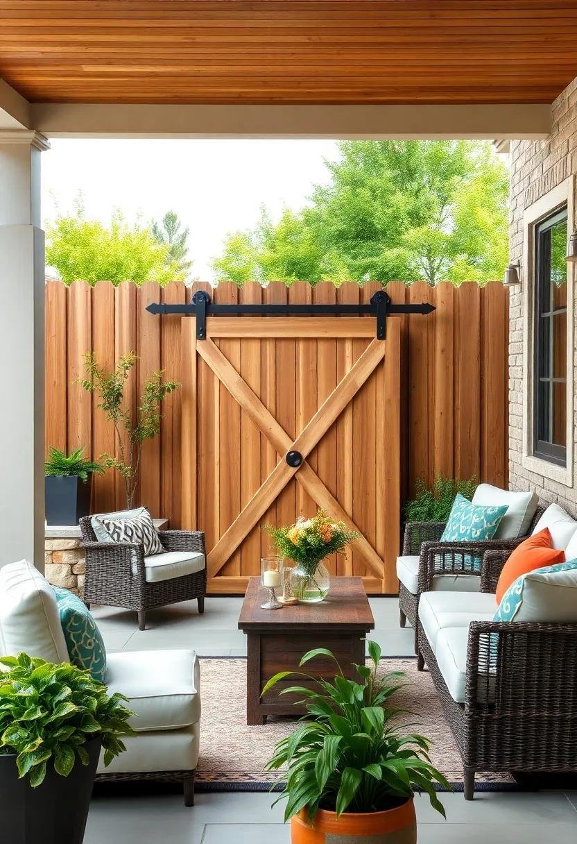 Farmhouse ‌charm: A classic wooden fence with a sliding ⁣barn‌ door-style gate evokes rustic charm and adds character⁣ to any outdoor​ space