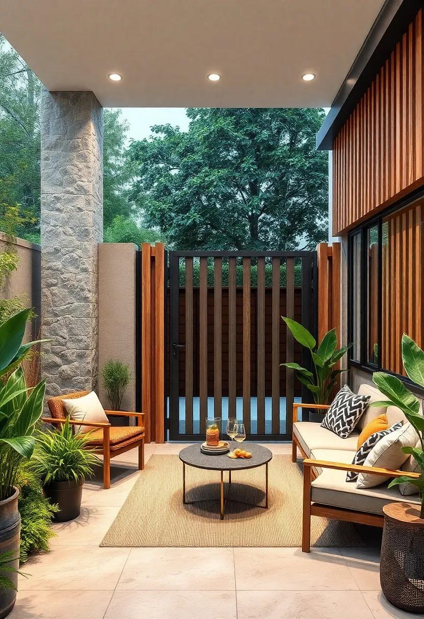 Minimalist​ Wooden Slats: Embrace clean ⁣lines with vertical wooden slats paired⁤ with a sleek metal gate ⁢for a⁣ modern look