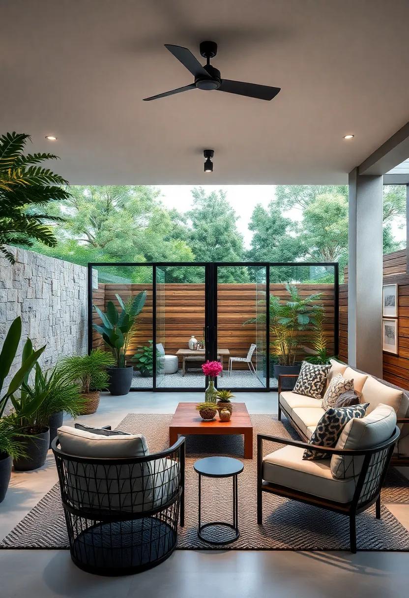 Modern Glass Panels: Incorporate transparent glass fencing ​for a contemporary edge, paired with a minimalist glass gate for unobstructed views