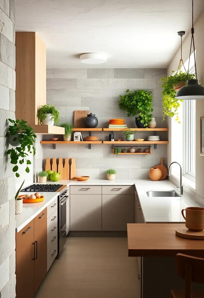 Plant Life: Introduce greenery with herb pots or hanging plants to enhance the aesthetic and provide fresh ingredients at your fingertips