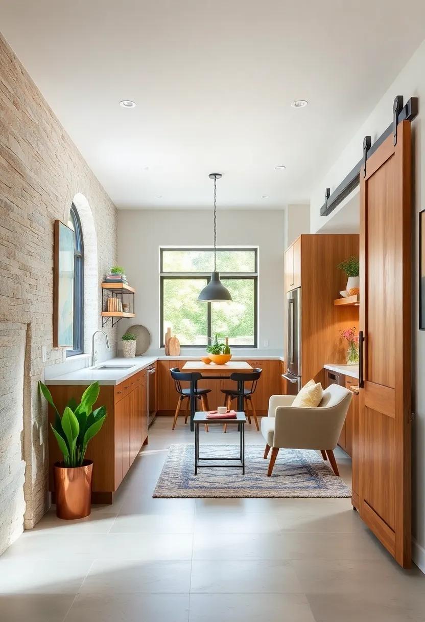 Sliding Barn Doors: Replace traditional doors with sliding barn doors for a trendy and space-saving entryway to your kitchen