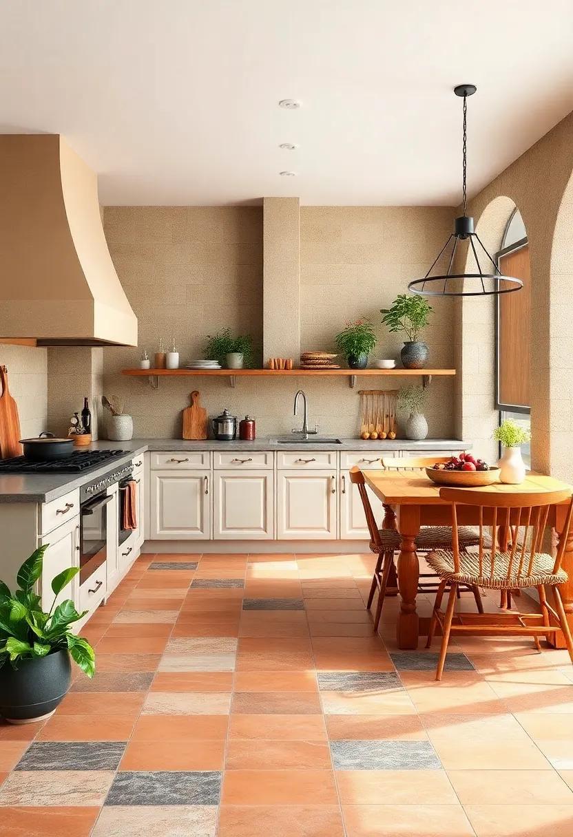 Classic Terracotta Tiles: Add a Mediterranean touch to your culinary space with earthy terracotta tiles that bring warmth and durability