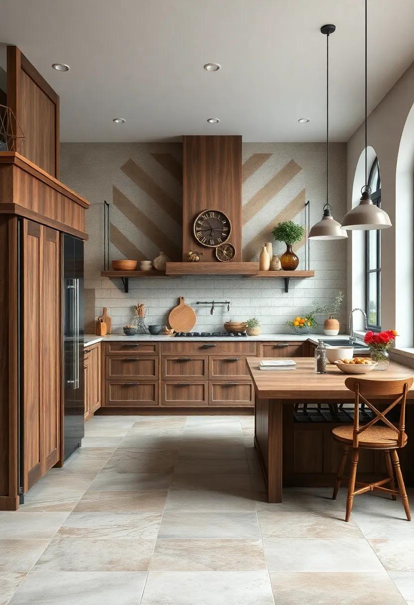 Patina-Finished Tiles: Utilize patina-finished tiles for an aged look, giving your kitchen an authentic rustic appeal