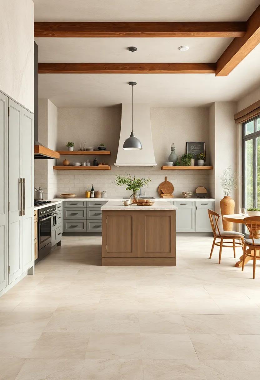 Soft Beige Limestone: Soft beige limestone tiles provide a neutral base that complements rustic decor while being timeless and elegant