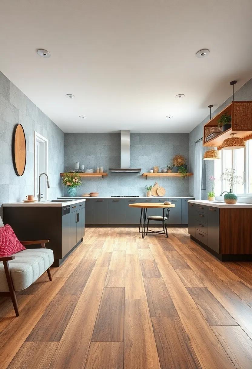 Textured Bamboo Tiles: Opt for bamboo flooring tiles that offer a sustainable and uniquely textured option for a rustic-chic look