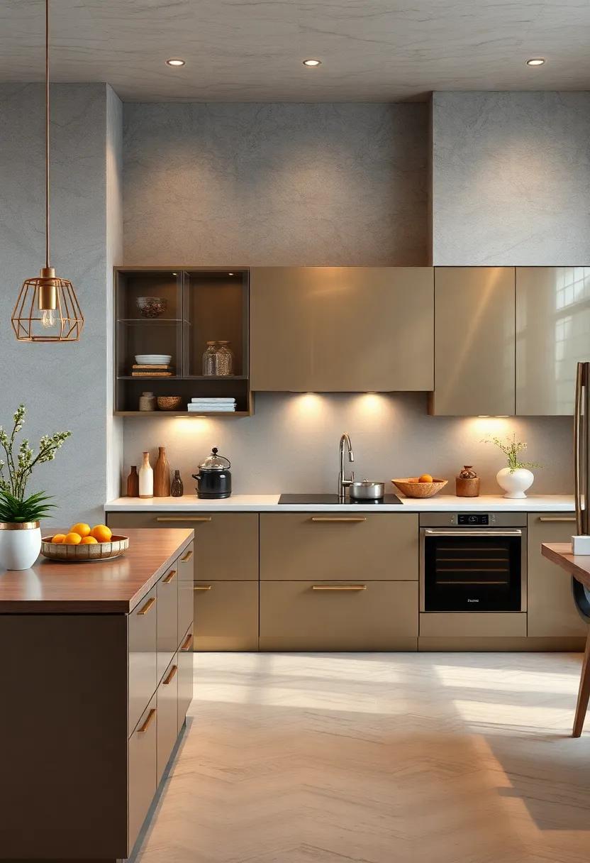 Metallic⁣ Finish Cabinets: Opt⁤ for a modern twist with cabinets featuring metallic finishes that catch the light and bring a glam factor ⁢to ​your ⁤kitchen