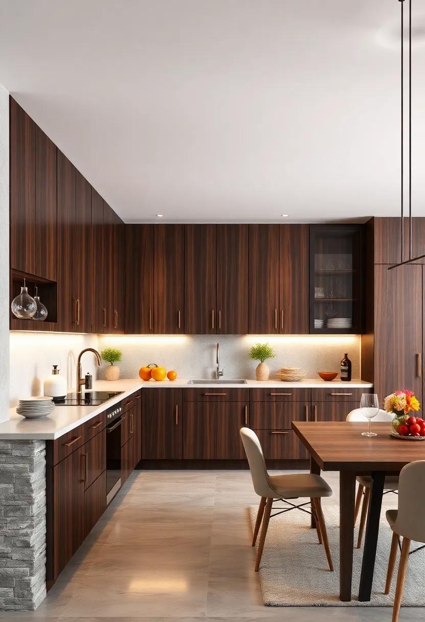 Modern Dark Walnut Cabinets:⁢ Deep, ​rich hues of walnut bring warmth and depth to your kitchen, perfect for creating an ​inviting ⁤atmosphere