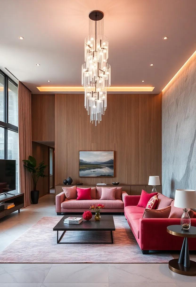 Journey ‍to a sleek,⁢ high-tech home‌ where a futuristic chandelier​ incorporates smart lighting, allowing⁢ residents to adjust its brilliance and colors to match​ their moods