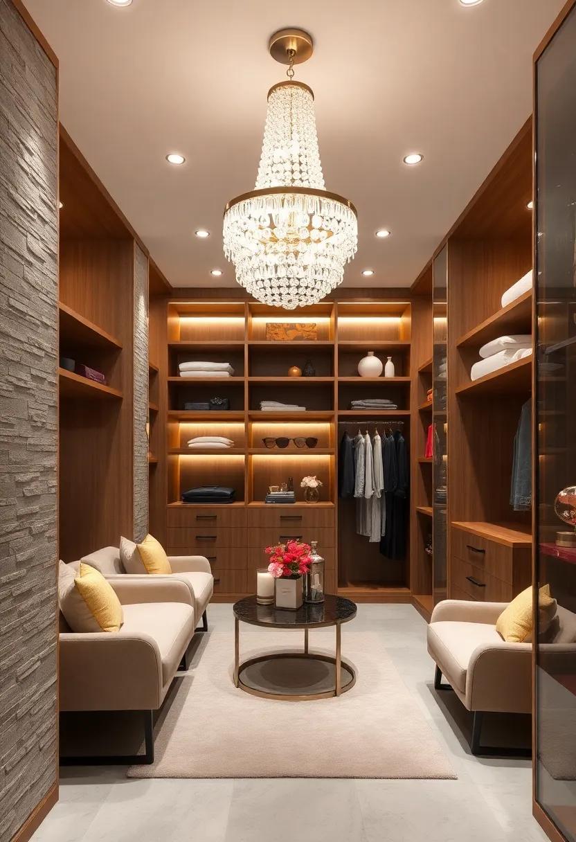 Chic Crystal Chandeliers:‍ Elevate your closet's grandeur with‍ a stunning crystal chandelier that sparkles and sets an elegant tone