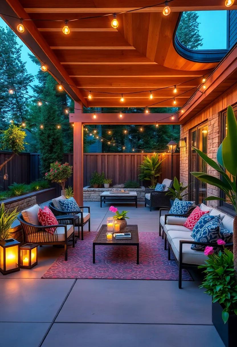 Artistic‌ Lighting: String up festoon⁢ lights or ‌solar garden lights‌ to create a magical ambiance at night, making your patio a perfect​ evening retreat