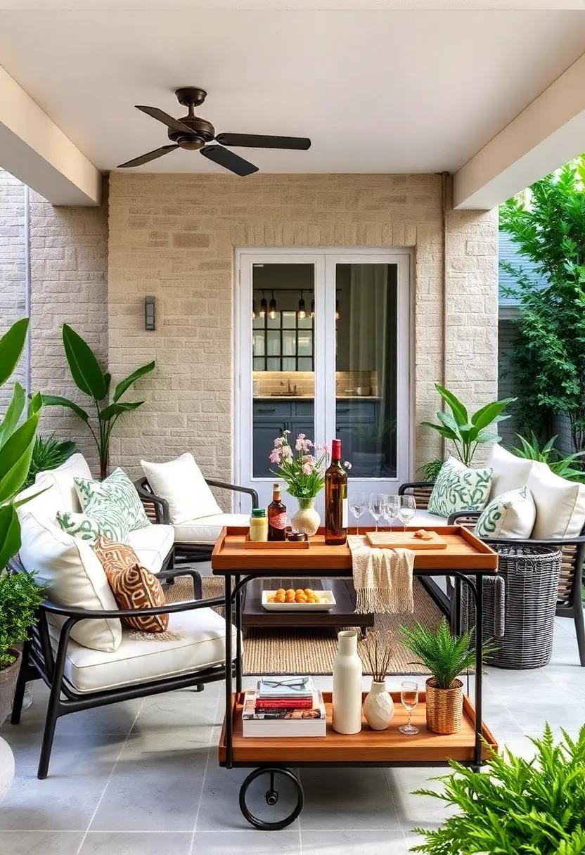 Decked Out Bar Cart: Incorporate ‌a chic bar‌ cart to serve drinks and snacks, elevating your outdoor ‌entertaining game with functionality and flair