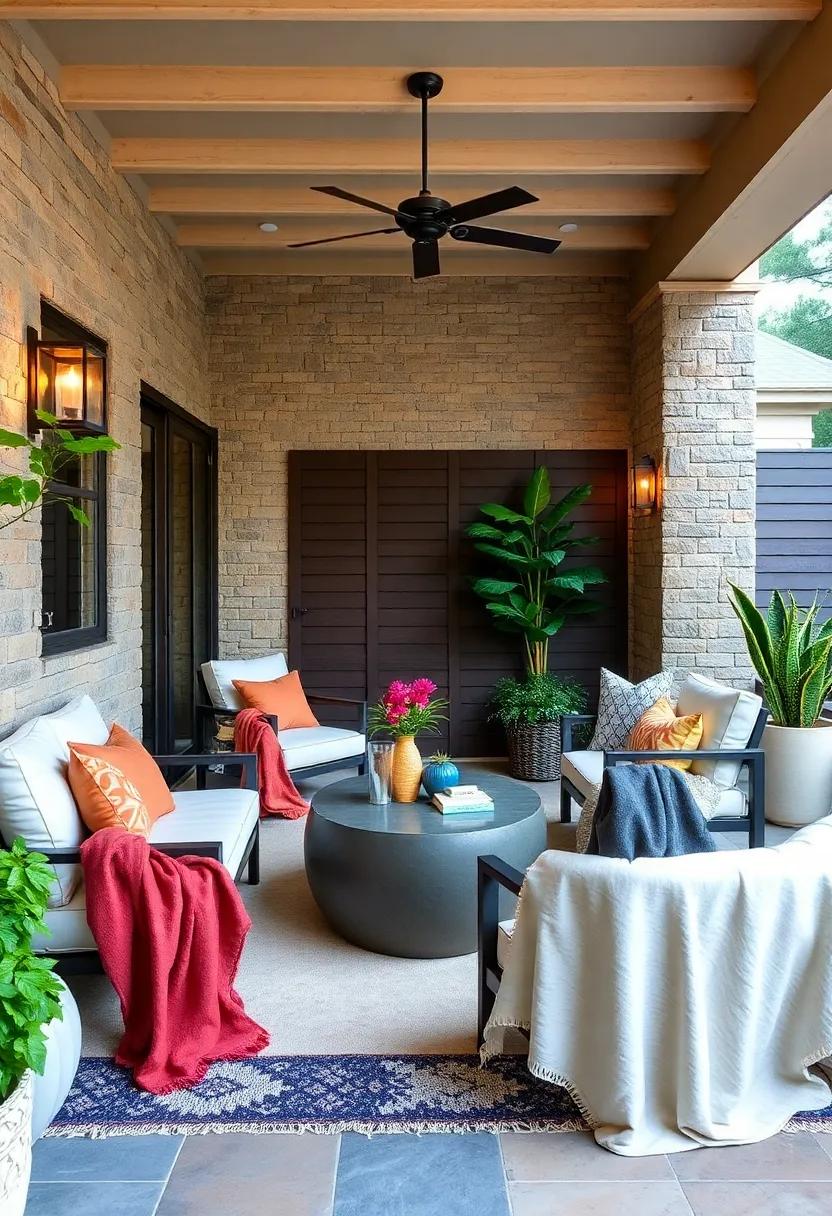 Cozy Throw Blankets: Keep⁣ soft throw blankets on hand for cooler evenings, adding​ both comfort ‌and a dash of‍ color to your outdoor decor