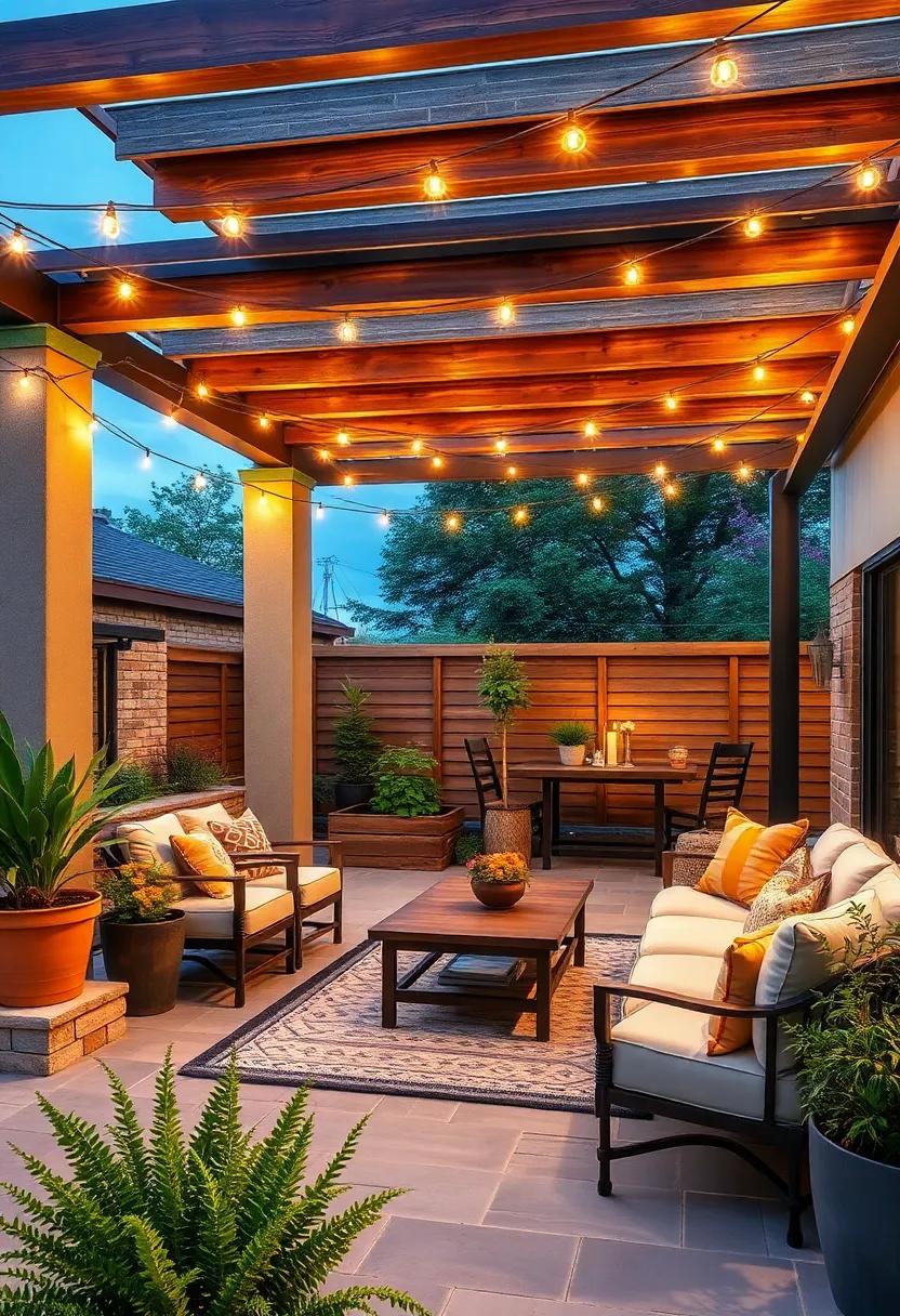 build a Pergola: Construct a metal or wood pergola⁤ with string lights for​ structure​ and ‍warmth, creating an inviting space for gatherings