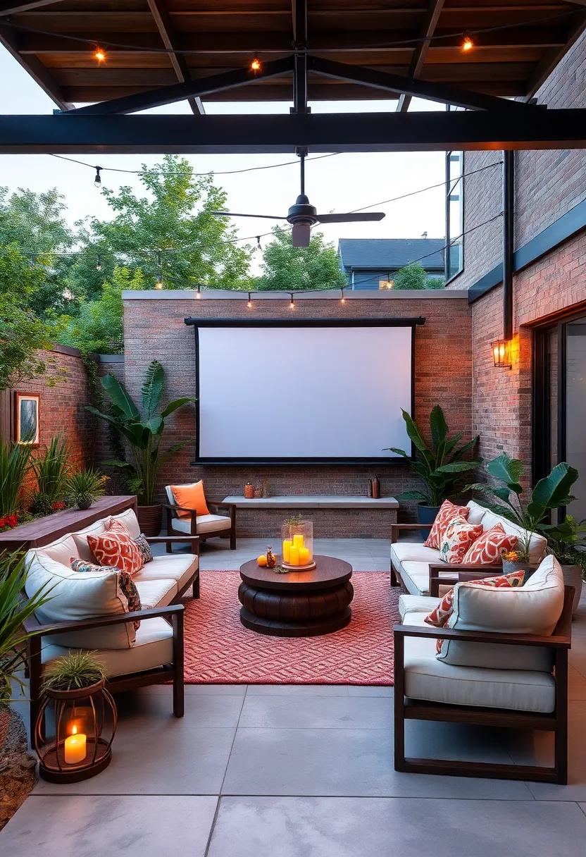 Include Outdoor movie Setup:‍ Set up a screen and projector ‍with comfortable seating for a unique⁣ cinematic experience ‍that ⁣embraces the industrial style