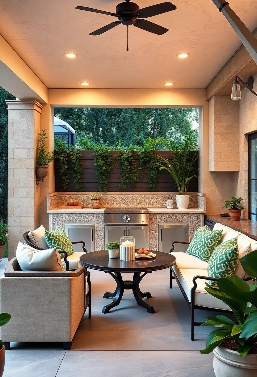 enjoy‌ the elegance​ of a classical Italian aesthetic, where ornate ceramic ‍tiles illustrate timeless traditions and ‌enhance your outdoor⁣ culinary experience