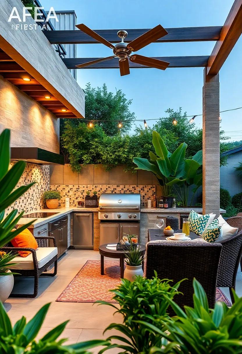 Experience ‍upscale glamour⁣ with reflective mosaic tiles that not ⁤only add sparkle but ‌also amplify ​the ambiance,⁤ making your outdoor kitchen shine at ‍dusk