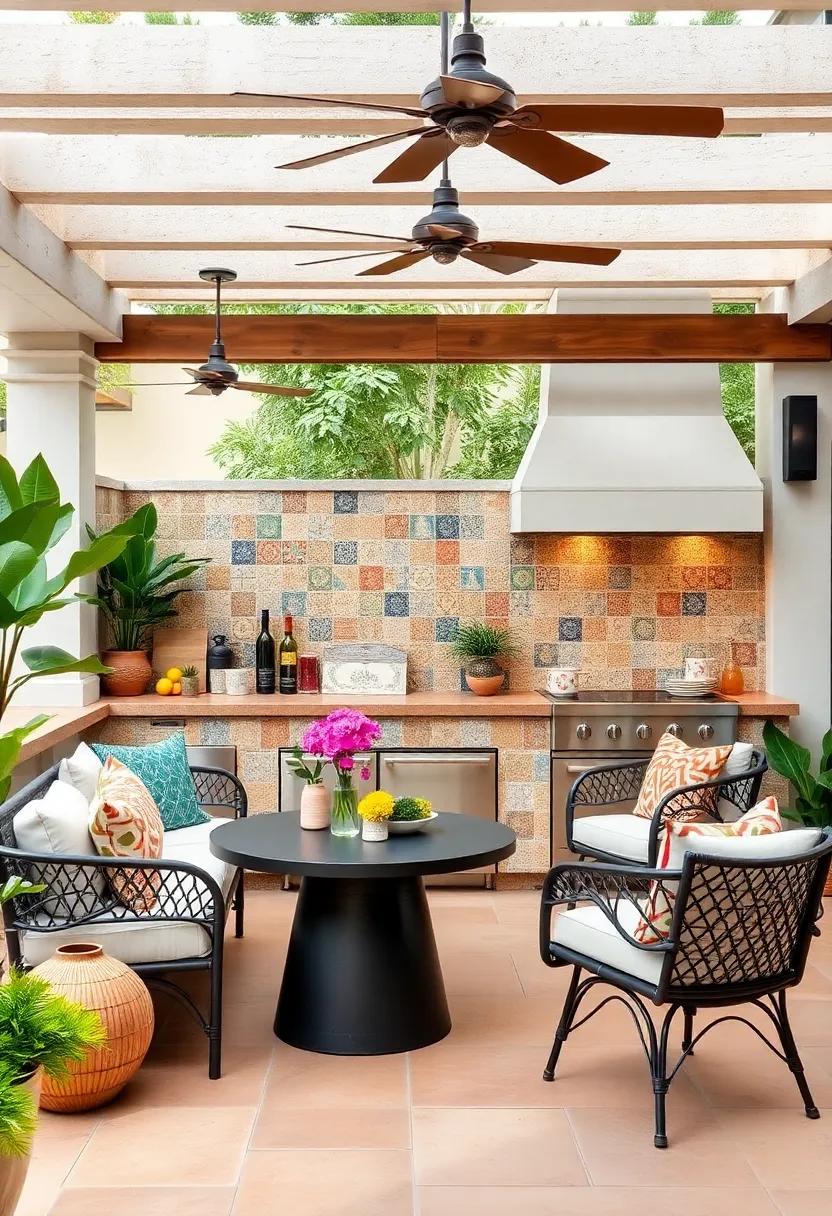 Ignite a sense of adventure with a​ bohemian-inspired patio ​kitchen,‌ where colorful patchwork tiles channel ‌artistic flair and individuality in every meal prepared