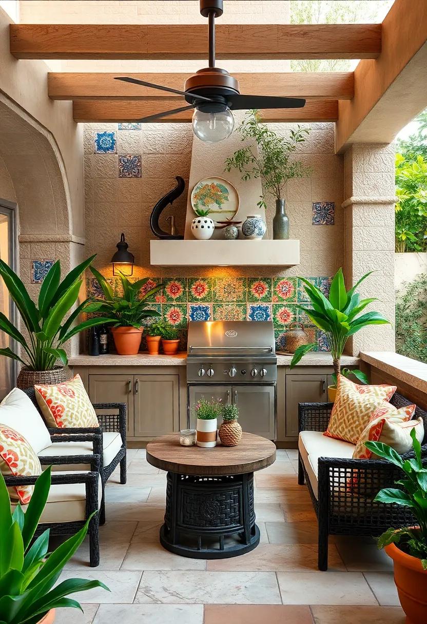Experience the ⁤allure‍ of ⁤Mediterranean design featuring vibrant, hand-painted‍ tiles⁤ that showcase ⁣vibrant‌ colors and intricate designs, ‌making‍ your outdoor ​kitchen feel like a sun-soaked getaway